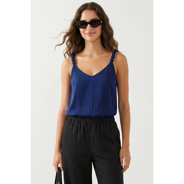 Classic V-neck Tank Top With Strap Accent
