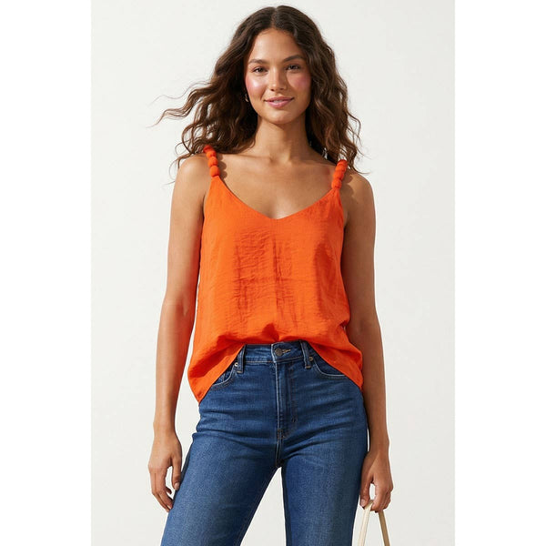 Classic V-neck Tank Top With Strap Accent