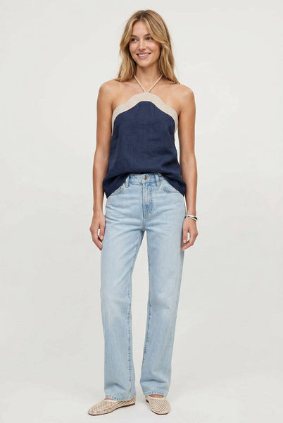 Wavy Linen Halter Top