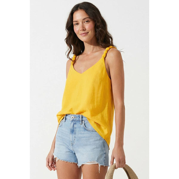 Classic V-neck Tank Top With Strap Accent