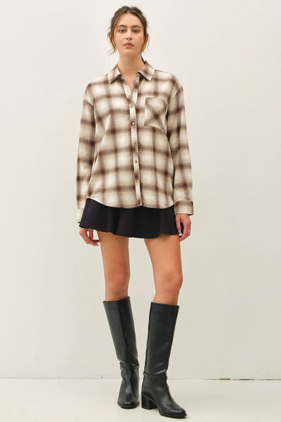 VINTAGE SHADE PLAID PRINT BUTTON UP SHIRT