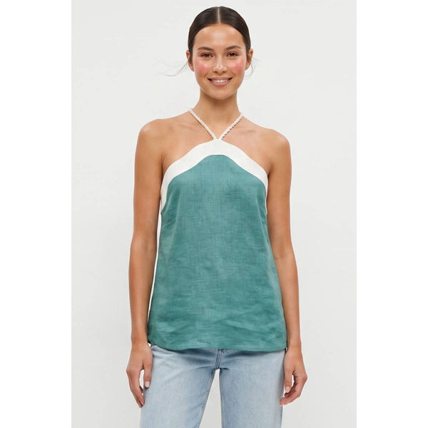 Wavy Linen Halter Top
