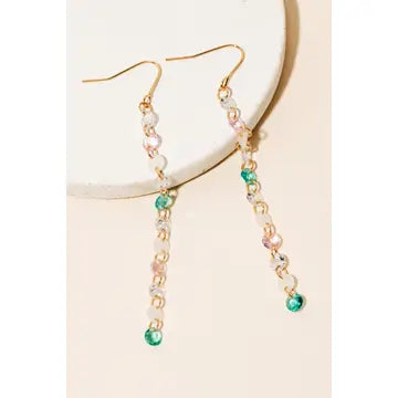 Mixed Glass Beaded Chain Dangle Earrings