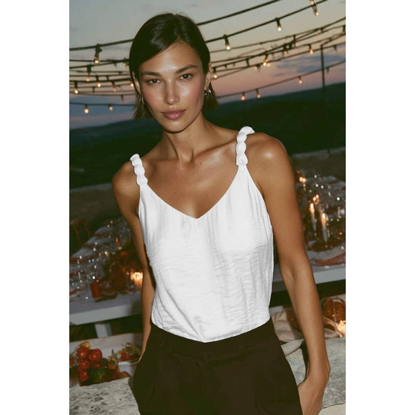 Classic V-neck Tank Top With Strap Accent