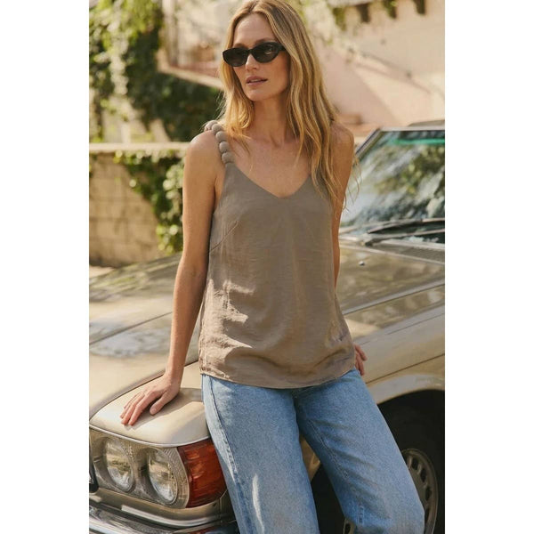 Classic V-neck Tank Top With Strap Accent