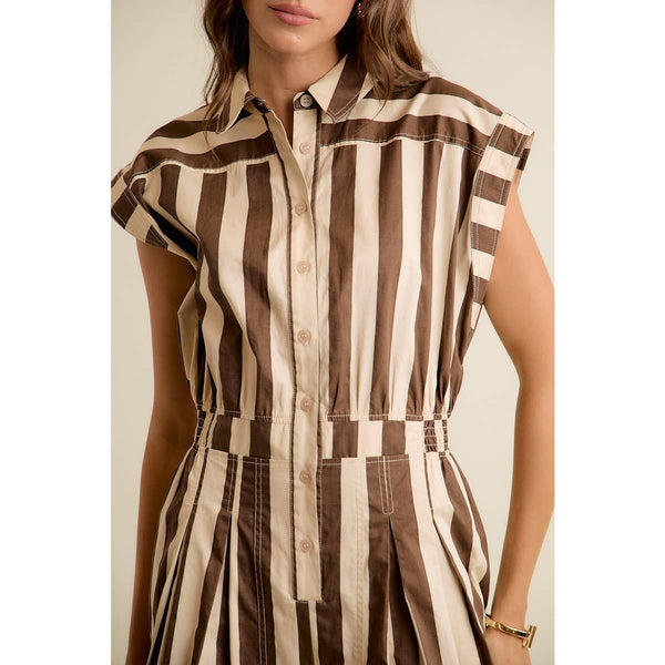 SLEEVELESS WIDRE LEG WIDE STRIPE JUMPSUIT