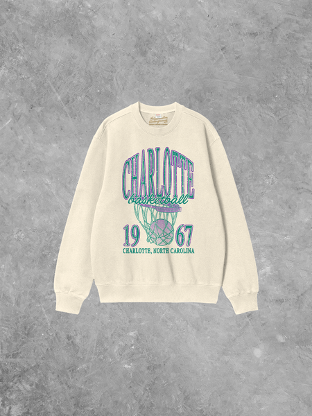90's Vintage Charlotte Basketball Boxy Cotton Sweatshirt