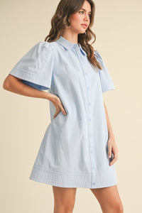 Merci Short Sleeve Button Down Mini Dress