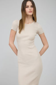 Blu Pepper Short Sleeve Rib Knit Midi Dress