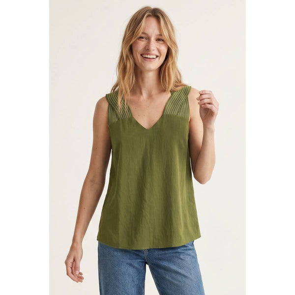 Stitch Detail V-neck Sleeveless Top