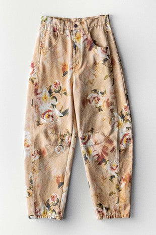 Trend Notes Vintage Relaxed Floral Print Barrel Pants