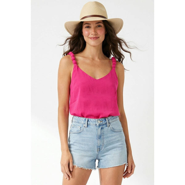 Classic V-neck Tank Top With Strap Accent