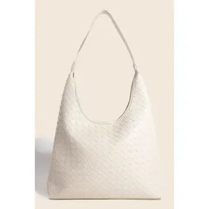 Woven Faux Leather Tote Bag
