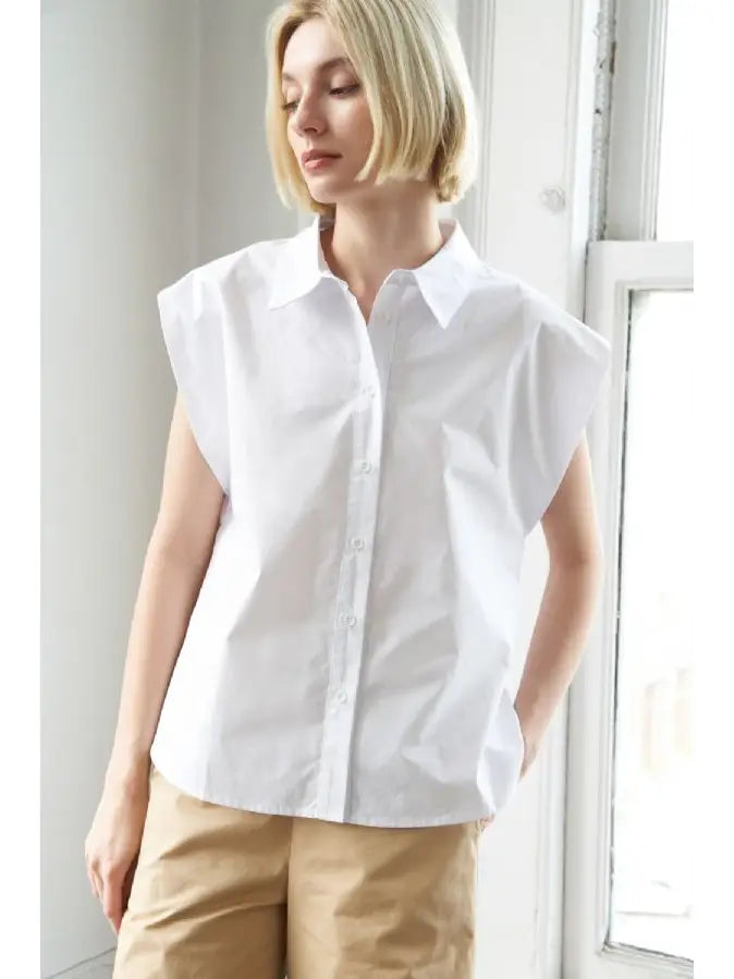 FLYING TOMATO A Solid Poplin Top