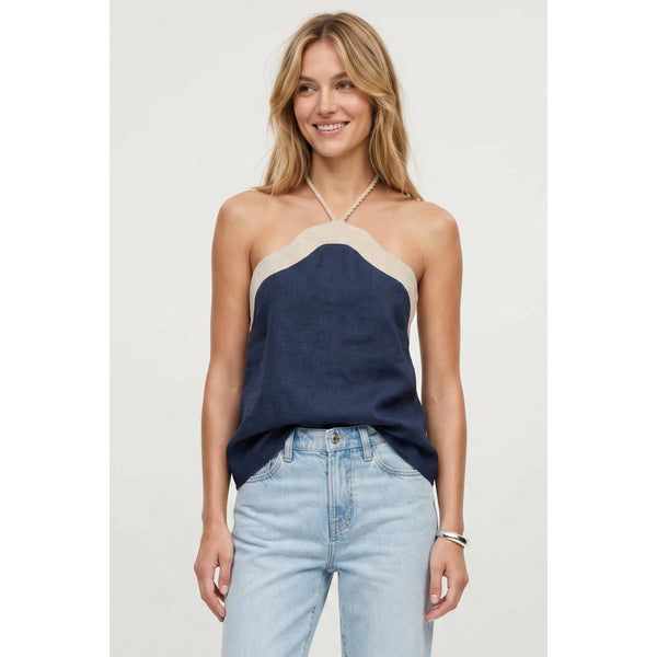 Wavy Linen Halter Top