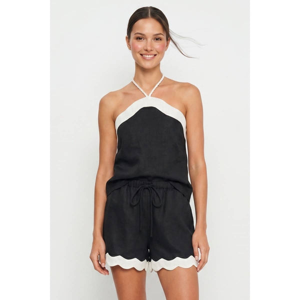 Wavy Linen Halter Top