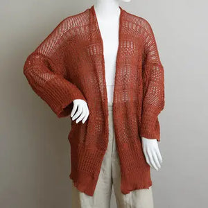 Leto Relaxed Fit Boutique Cardigan- Rust
