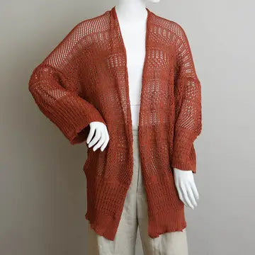 Leto Relaxed Fit Boutique Cardigan- Rust