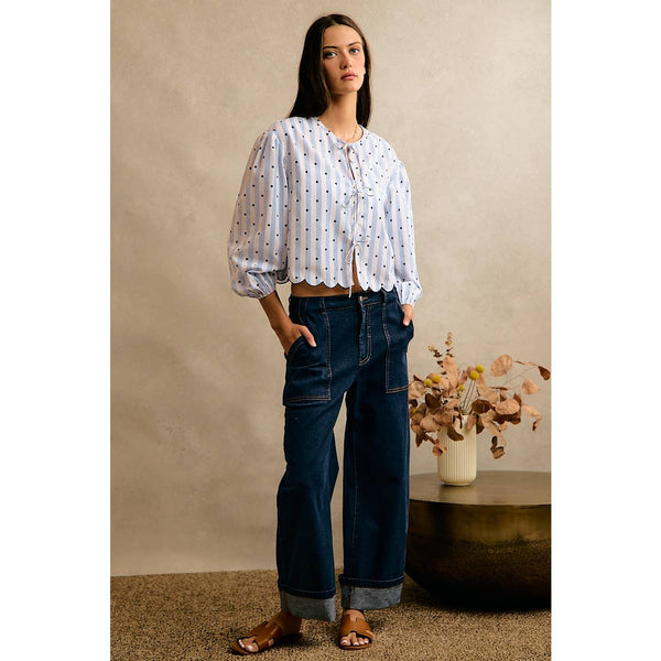 BARREL HIGH RISE WIDE LEG JEANS