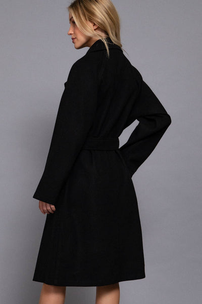 Long Sleeve Double Breasted Button Soft Felt Trench Coat