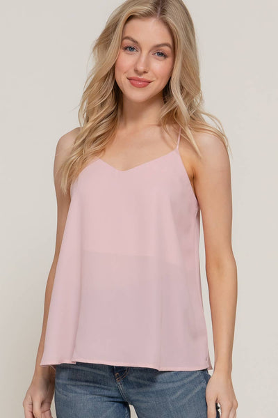 V-neck with back Cross Strap Woven Cami Top