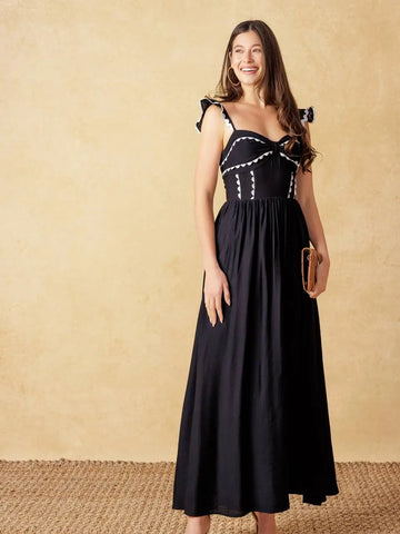 Flying Tomato Solid Woven Midi Dress