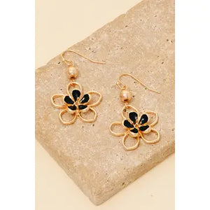 Epoxy and Wire Flower Dangle Earrings
