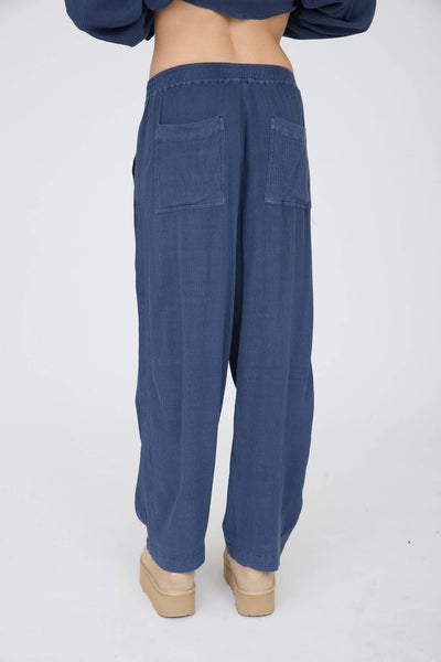 CRINKLE PLISSE ELASTIC WAIST LOUNGE PANTS