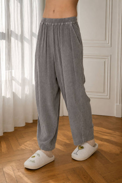 CRINKLE PLISSE ELASTIC WAIST LOUNGE PANTS