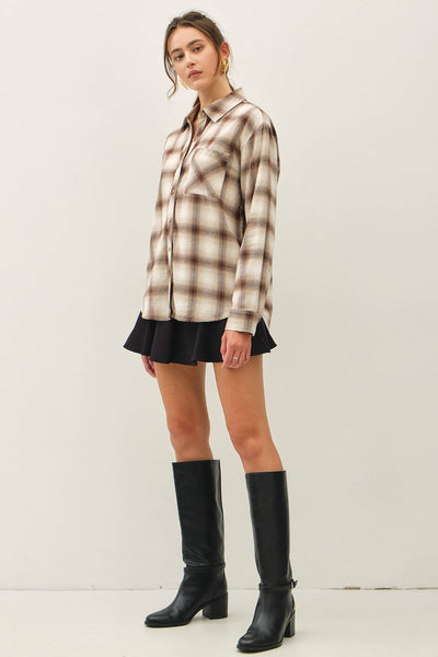 VINTAGE SHADE PLAID PRINT BUTTON UP SHIRT