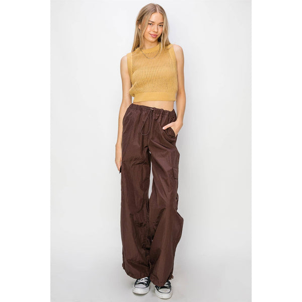 Low Rise Parachute Cargo Pants