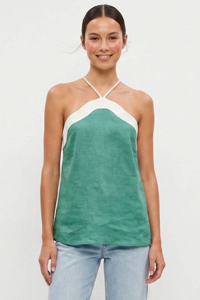 Wavy Linen Halter Top