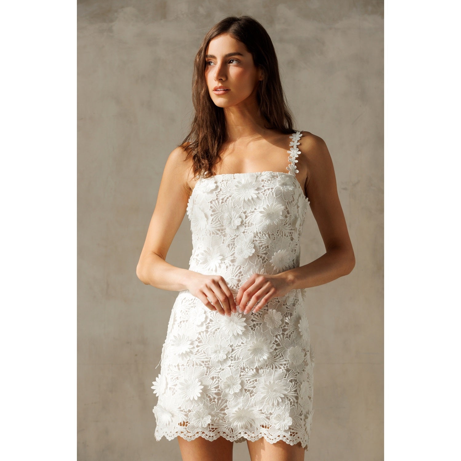 Storia White Floral Mini Dress