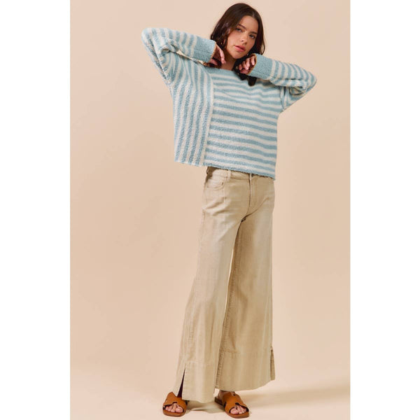 WIDE LEG FLARED WASHED CORDUROY PANTS