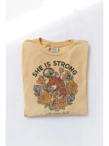 Oat Collective She Is Strong Proverbs 31:25 Mineral Washed Graphic Top