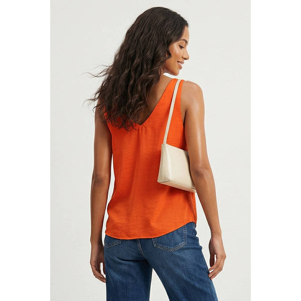 Classic V-neck Tank Top With Strap Accent