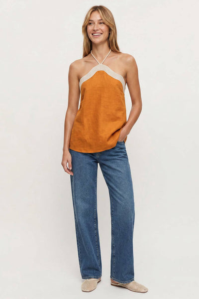 Wavy Linen Halter Top