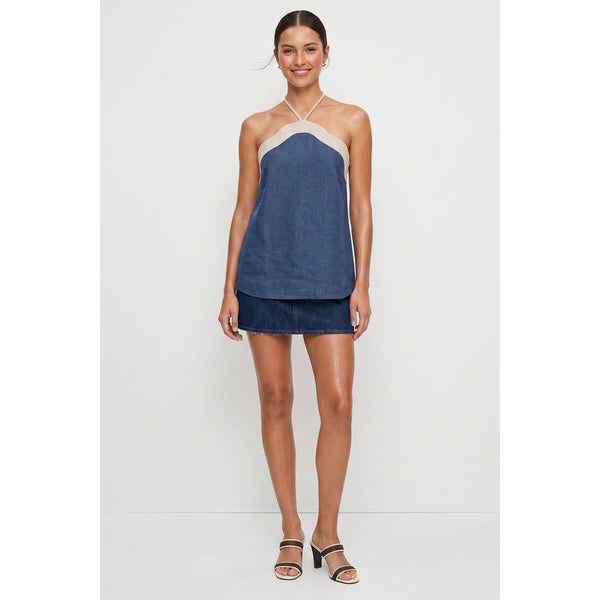 Wavy Linen Halter Top