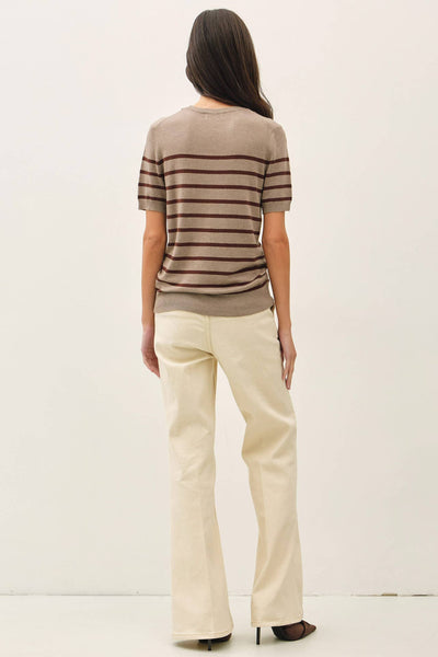 CLASSIC CUT STRIPED SHORTSLEEVE SWEATER TOP