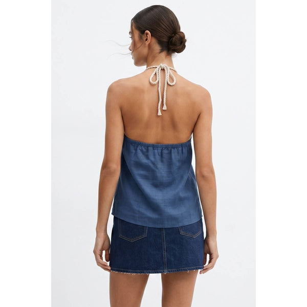 Wavy Linen Halter Top