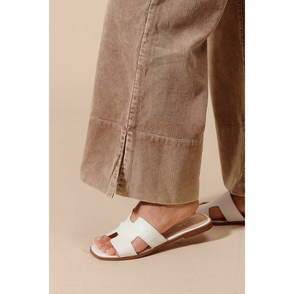 WIDE LEG FLARED WASHED CORDUROY PANTS
