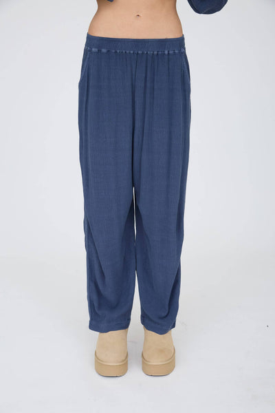 CRINKLE PLISSE ELASTIC WAIST LOUNGE PANTS