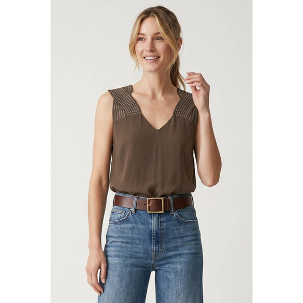 Stitch Detail V-neck Sleeveless Top