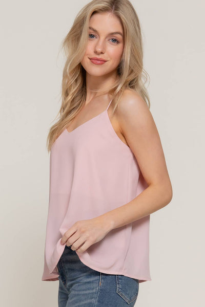 V-neck with back Cross Strap Woven Cami Top