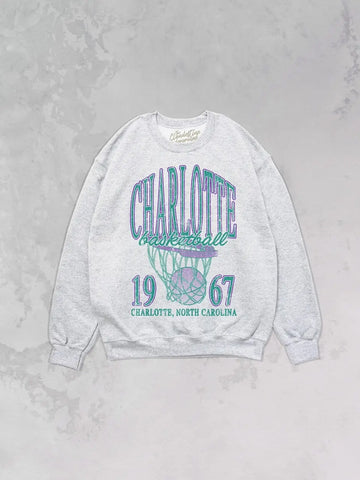 90's Vintage Charlotte Basketball Oversized 90s Sweatshirt