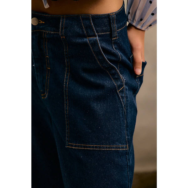 BARREL HIGH RISE WIDE LEG JEANS