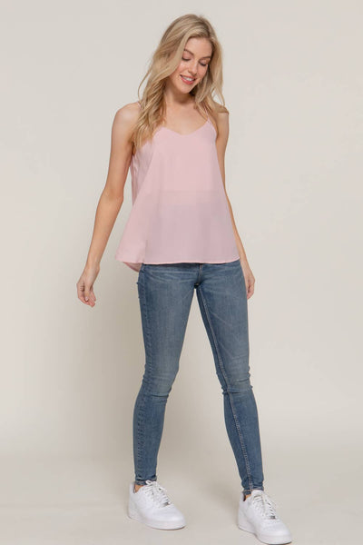 V-neck with back Cross Strap Woven Cami Top