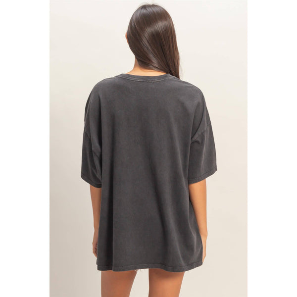 Mineral Washed Oversized Number Graphic T-Shirt