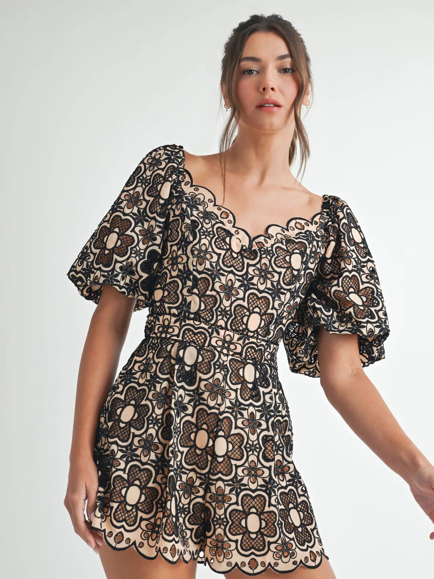 Endless Blu Crochet Short Sleeve Romper