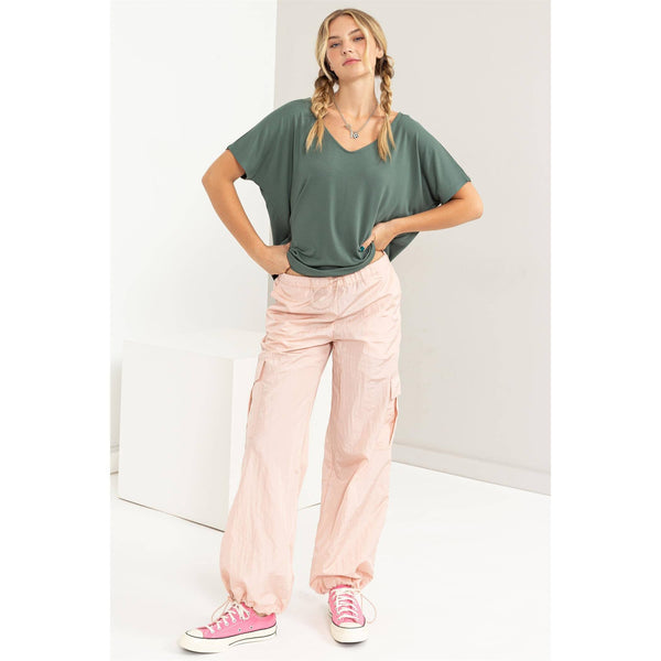 Low Rise Parachute Cargo Pants